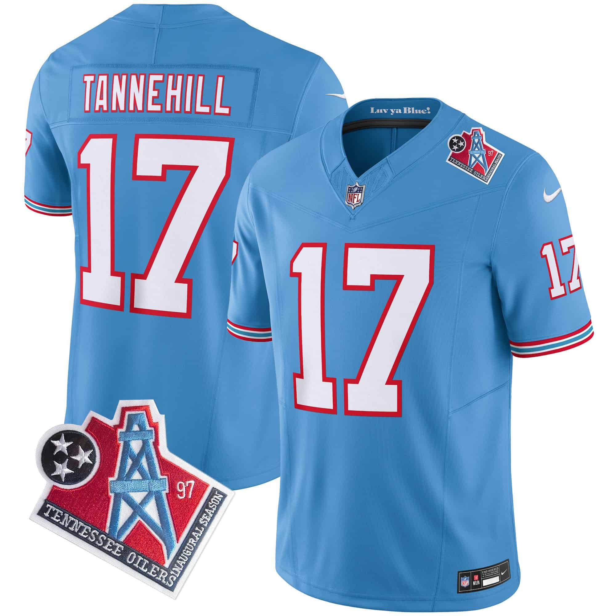 Men Tennessee Titans #17 Tannehill Light Blue 1997 Throwback 2024 Nike Limited Vapor NFL Jersey